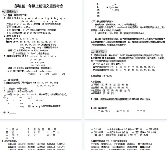 【5页完整版】一（上）语文重要考点-免费学习资料下载 - 开学吧