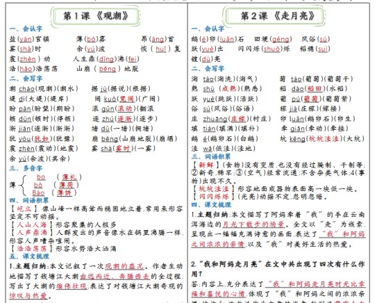 【10页完整版】四年级彩色课课贴-免费学习资料下载 - 开学吧