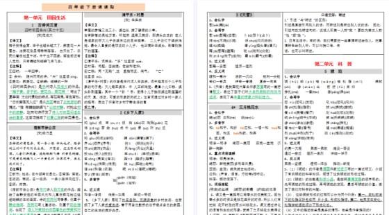 【2026春8页】四（下）语文 课课贴-免费学习资料下载 - 开学吧
