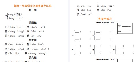 【3页完整版】多音字汇总【高清直接可打印】-免费学习资料下载 - 开学吧