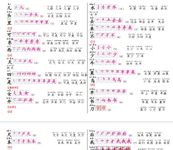 【5页完整版】生字笔顺组词【高清直接可打印】-免费学习资料下载 - 开学吧