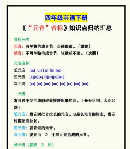 1份！元音最新整理持续更新版-高清完整-免费学习资料下载 - 开学吧