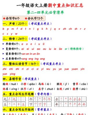 【新版】一年级上期中高频考点-免费学习资料下载 - 开学吧