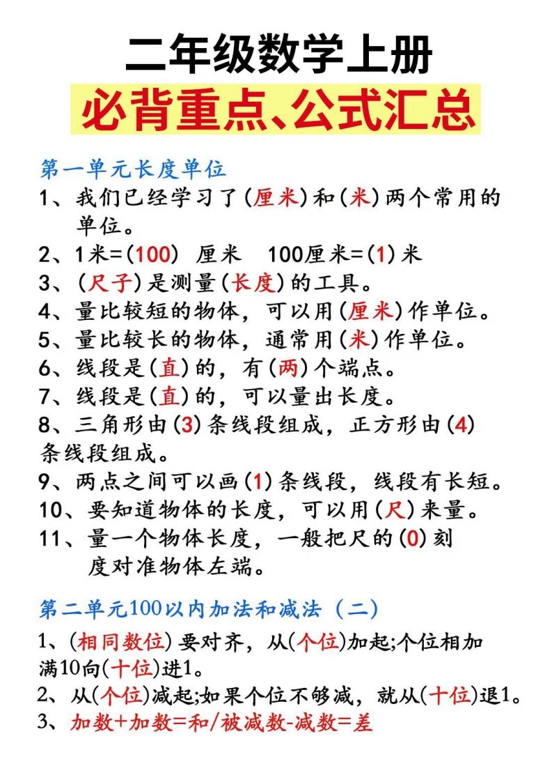 二上数学必背重点知识汇总精编人教版-小初高学习资料下载_真题试卷 - 开学吧资料库