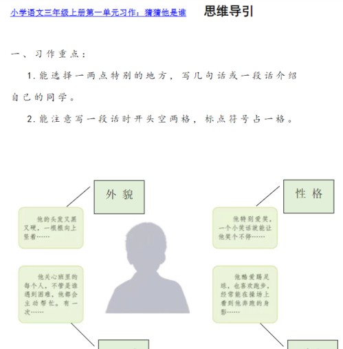 三上第一单元习作  猜猜我是谁-免费学习资料下载 - 开学吧