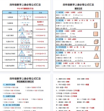 【5页完整版】四上数学 高频考点必背公式汇总-免费学习资料下载 - 开学吧