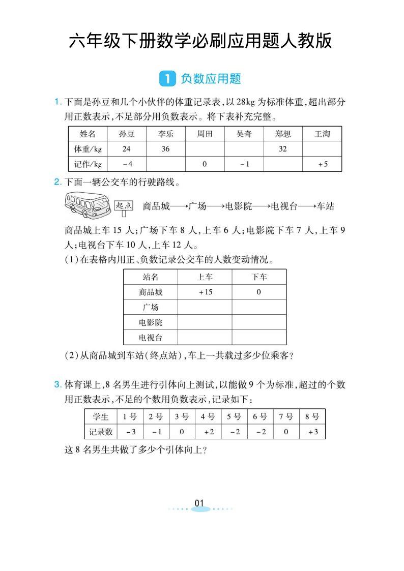 六年级(下)数学必刷应用题人教版-小初高学习资料下载_真题试卷 - 开学吧资料库