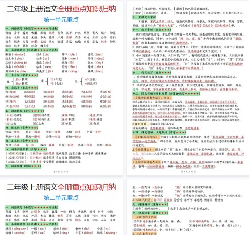【高清17页整理】二年级(上)语文全册重点知识归纳-免费学习资料下载 - 开学吧