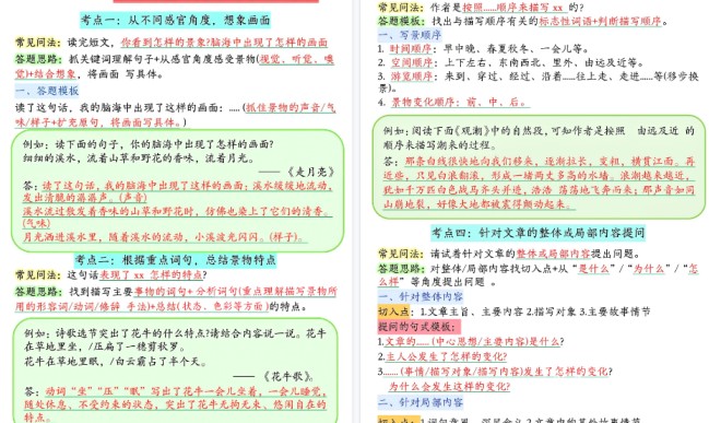 【13页高清完整版】新四上语文1-8单元阅读理解答题技巧-免费学习资料下载 - 开学吧