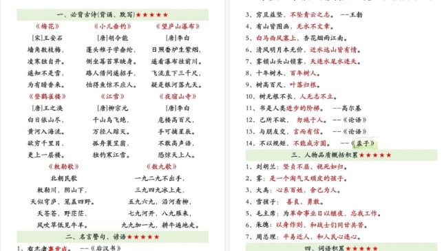 【20页高清完整版】二上语文必背重点知识汇总-免费学习资料下载 - 开学吧