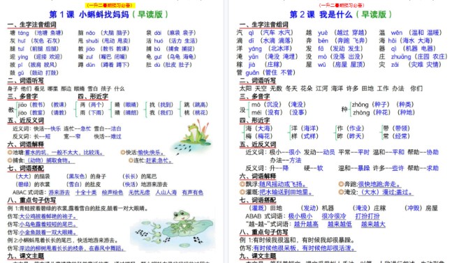 【35页高清完整版】二上语文暑假预习知识晨读单-免费学习资料下载 - 开学吧