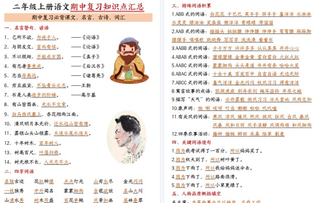 【11页高清完整版】二年级上册语文期中复习知识点汇总-免费学习资料下载 - 开学吧