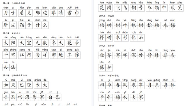 【16页高清完整版】【默写-词语表】2年级上册语文（含答案）-免费学习资料下载 - 开学吧