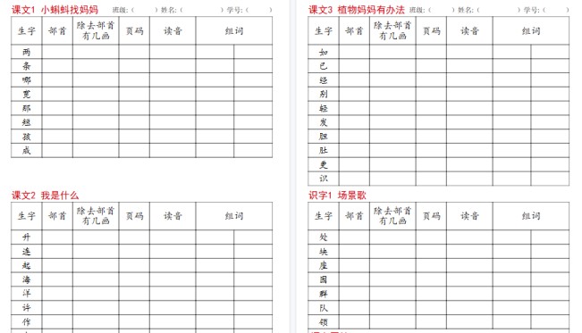 【15页高清完整版】二上语文同步部首查字法专项练习-免费学习资料下载 - 开学吧