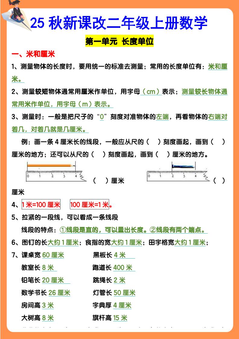【2025秋新版】二年级上册数学期末知识考点-小初高学习资料下载_真题试卷 - 开学吧资料库