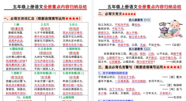 【27页高清完整版】五年级上册语文全册重点内容归纳总结-免费学习资料下载 - 开学吧