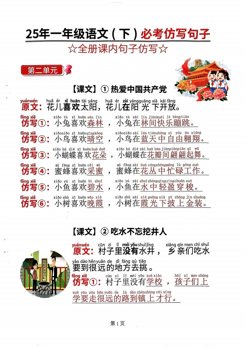【25年一下语文必考仿写句子（全册课内句子仿写）20页-小初高学习资料下载_真题试卷 - 开学吧资料库
