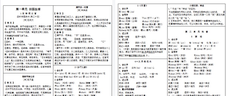 【8页高清完整版】四年级下册语文课课贴-免费学习资料下载 - 开学吧