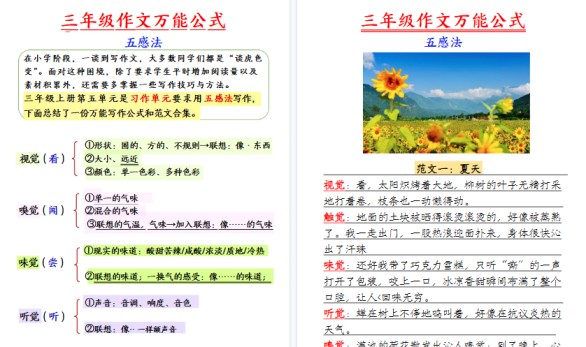 【7页高清完整版】三年级（上）语文作文万能公式-免费学习资料下载 - 开学吧