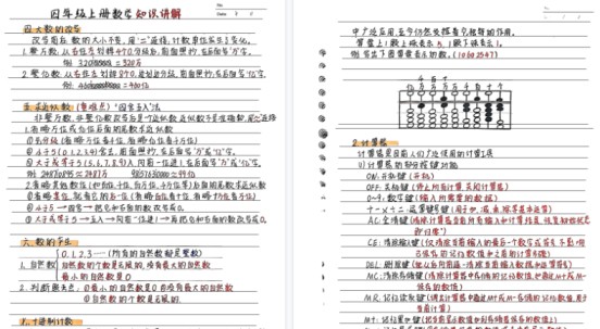 【67页高清完整版】四上数学全册手写笔记-免费学习资料下载 - 开学吧