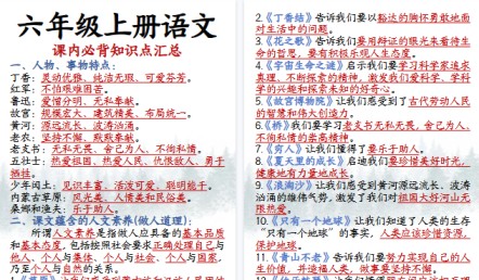 【14页高清完整版】六年级上册语文课内必背知识点汇总-免费学习资料下载 - 开学吧