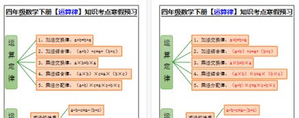 【2026寒假2页】四年级数学下册【运算律】知识考点寒假预习-免费学习资料下载 - 开学吧