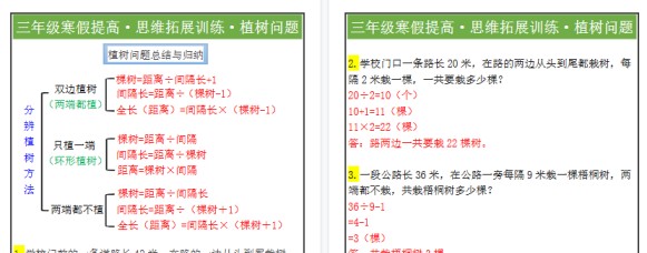 【2026寒假2页】三年级寒假提高·思维拓展训练·植树问题-免费学习资料下载 - 开学吧