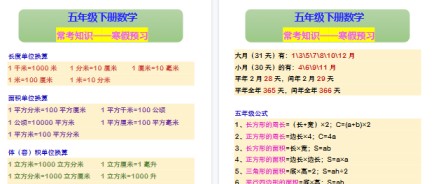 【2026寒假2页】五年级下册数学 常考知识——寒假预习-免费学习资料下载 - 开学吧
