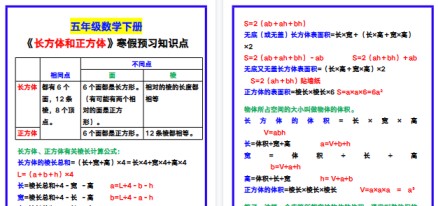 【2026寒假3页】五年级数学下册《长方体和正方体》寒假预习知识点汇总！-免费学习资料下载 - 开学吧