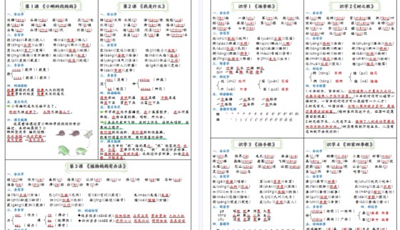 【9页完整版】二年级上册语文课课贴-免费学习资料下载 - 开学吧