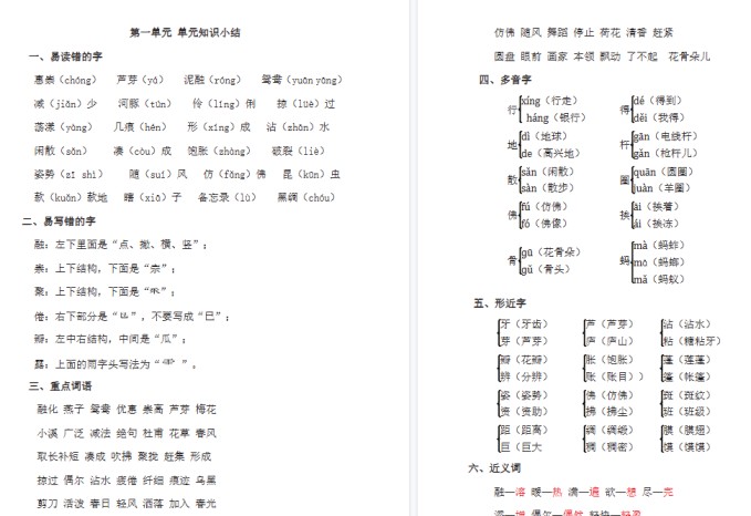 【2026春20页完整版】三年级下册语文期中复习知识要点-免费学习资料下载 - 开学吧