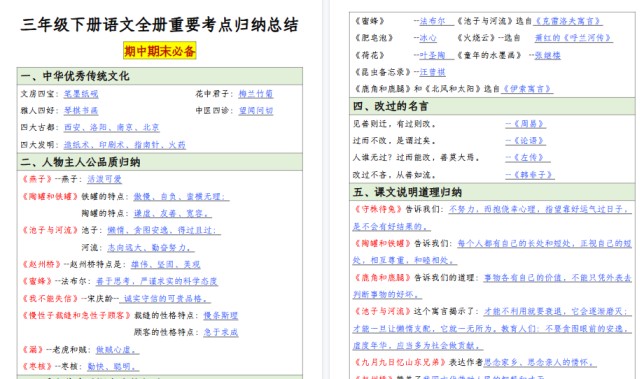 【2026春40页完整版】三年级下册语文期末必背考点归纳总结（空白+答案）-免费学习资料下载 - 开学吧