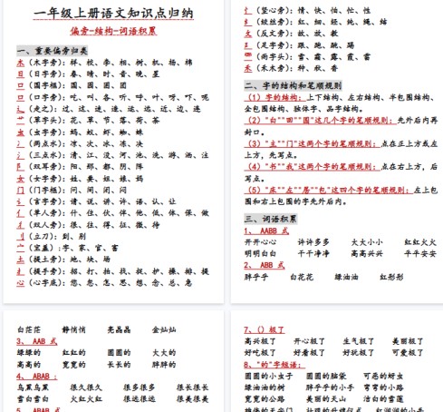 【7页完整版】一年级上册语文改-免费学习资料下载 - 开学吧