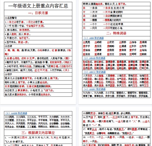 【12页完整版】一年级语文上册重点内容-免费学习资料下载 - 开学吧