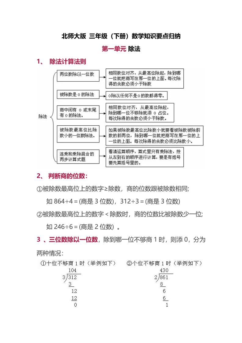 三下北师大数学汇总重点-1-小初高学习资料下载_真题试卷 - 开学吧资料库