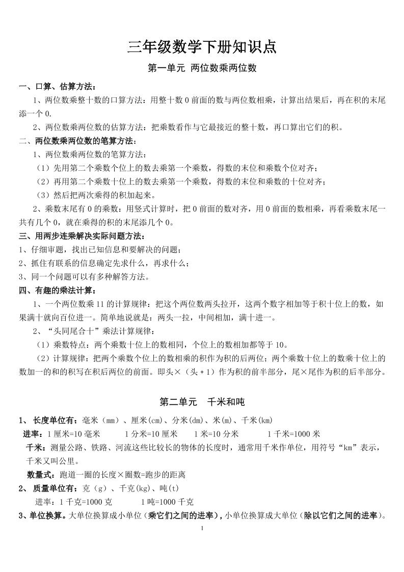 三下苏教版数学汇总重点-小初高学习资料下载_真题试卷 - 开学吧资料库