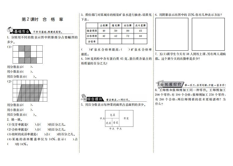 六年级数学上册4.2合格率（北师大版）-小初高学习资料下载_真题试卷 - 开学吧资料库