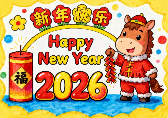 马年元旦-庆元旦迎新年(竖版)手抄报-高清可直接打印无水印版本-开学吧