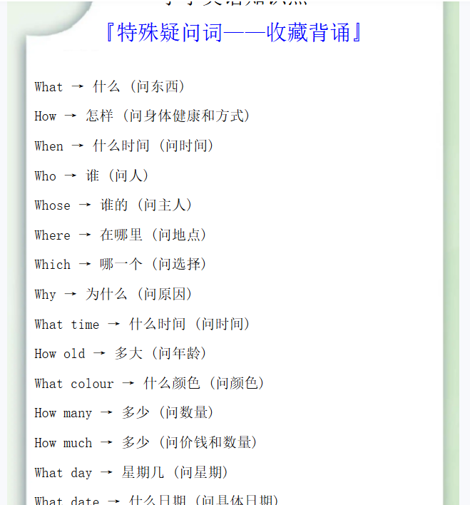 16份！疑问词最新整理持续更新版-高清完整-开学吧