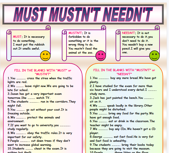 must mustnt needent 1【完整可直接打印】语法作业纸63套-开学吧