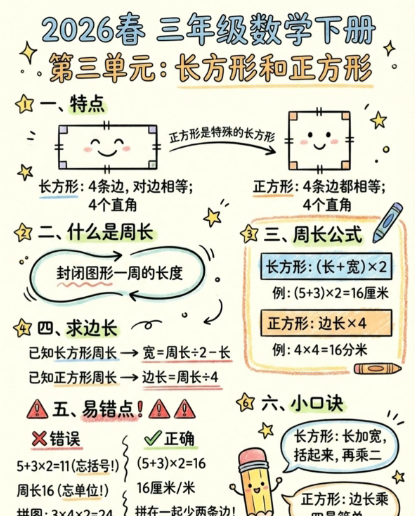 【2026春新版】第三单元长方形和正方形2【高彩板】-小初高学习资料下载_真题试卷 - 开学吧资料库