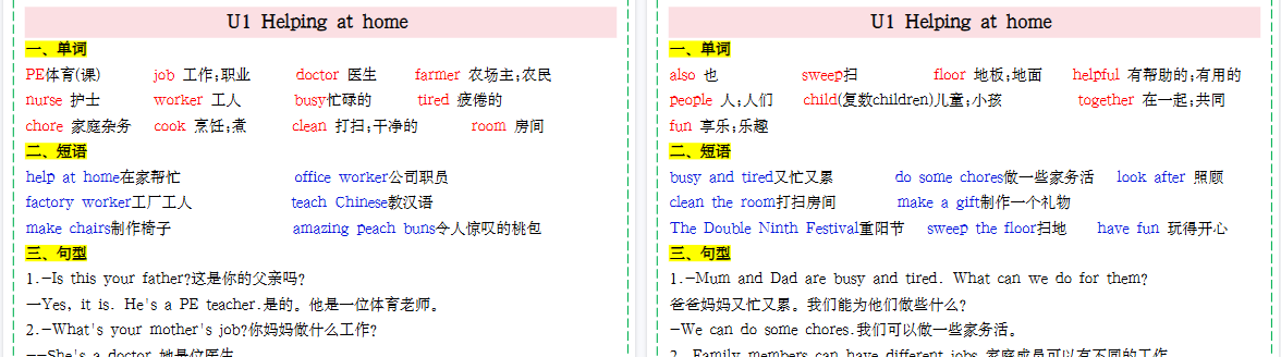 【11页高清完整版】四年级上册英语晨读晚默【人教版】-小初高学习资料下载_真题试卷 - 开学吧资料库