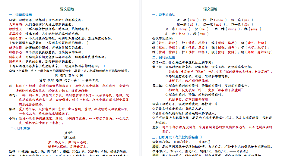 【9页高清完整版】四年级上册语文园地知识点总结-小初高学习资料下载_真题试卷 - 开学吧资料库
