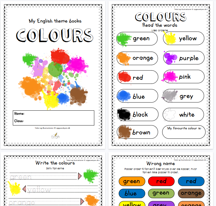 【9页高清彩色版】colours【完整可直接打印】认知主题词汇练习纸-开学吧