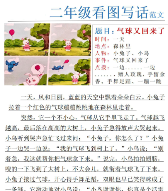 二年级看图写话范文-开学吧
