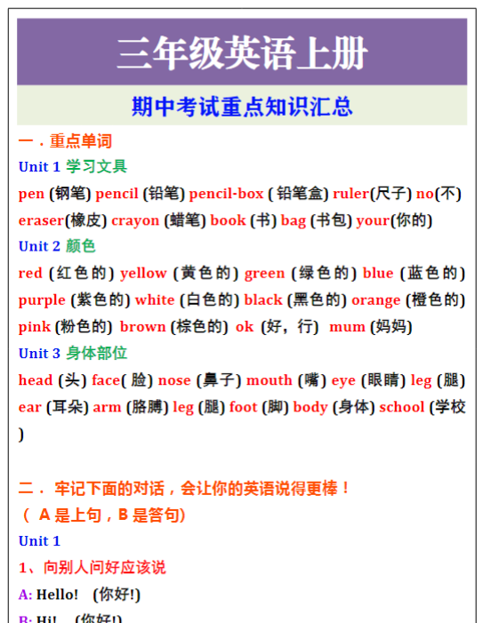 【新版期中打包5套】小学三年级上册英语期中精品测试卷【可编辑高清无水印】-开学吧