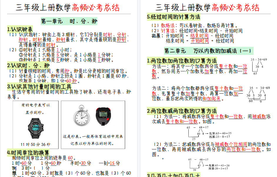 【15页高清完整版】三年级上册数学全册知识点-小初高学习资料下载_真题试卷 - 开学吧资料库