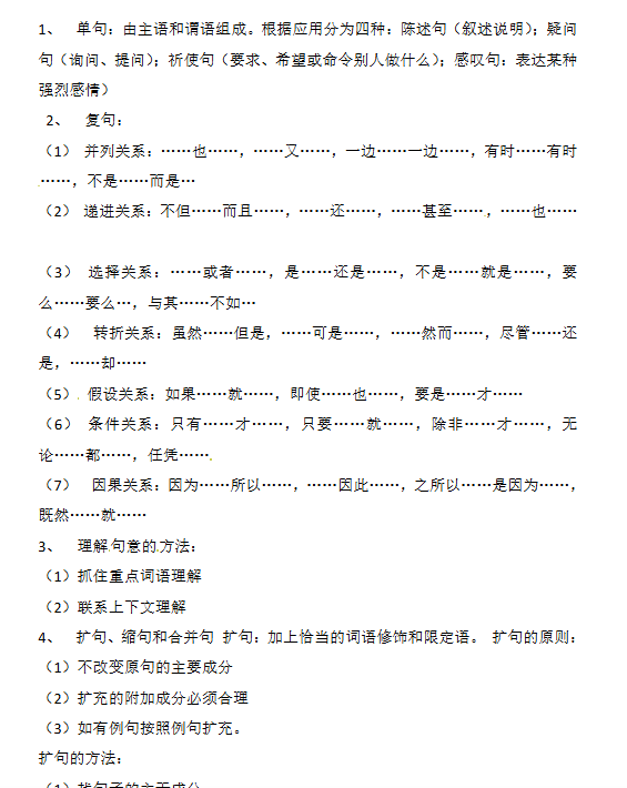 【3页新版】小升初语文知识点汇编- 句子7通用版本【高清完整版】-开学吧