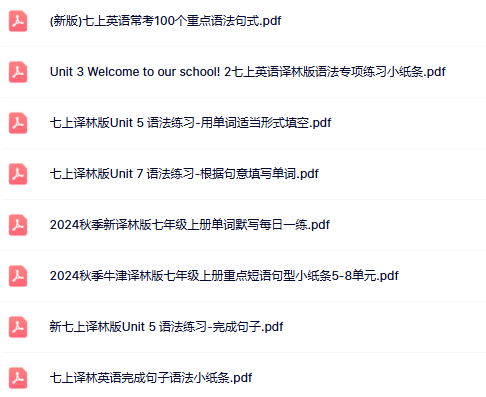 【译林版初中七上英语语法重点知识精品小纸条】【高清无水印版本】-开学吧