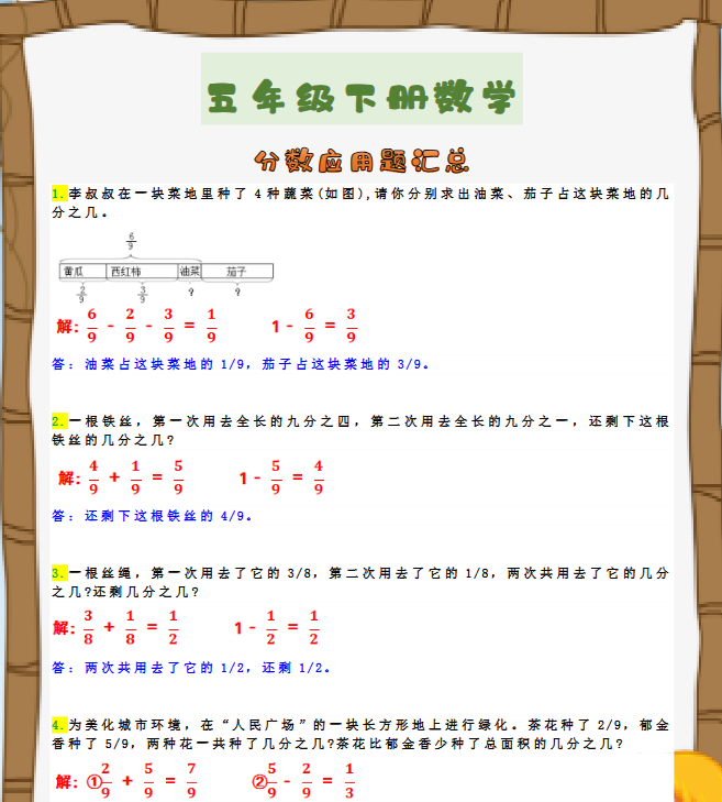 109份！分数应用题最新整理持续更新版-高清完整-开学吧